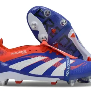 Adidas Predator Azul Naranja Cage del Forefoot Ribeteado Panel Lateral con Tres Rayas Zapatillas de Fútbol para Terrain Firme