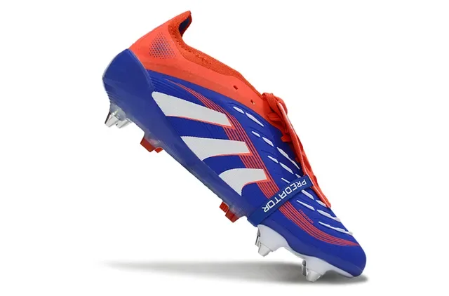 Adidas Predator 蓝橙色 带肋纹前掌笼 三条纹侧面板 人工草地足球鞋 2