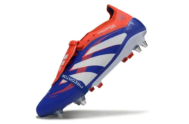 Adidas Predator 蓝橙色 带肋纹前掌笼 三条纹侧面板 人工草地足球鞋 3