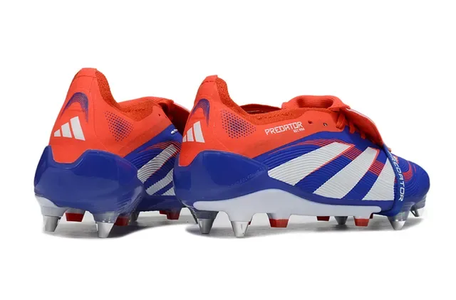 Adidas Predator 蓝橙色 带肋纹前掌笼 三条纹侧面板 人工草地足球鞋 5