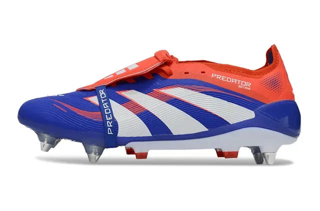Adidas Predator 蓝橙色 带肋纹前掌笼 三条纹侧面板 人工草地足球鞋 7