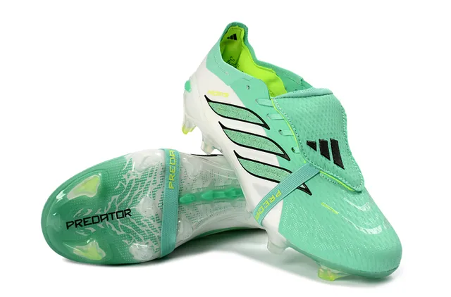 Adidas Predator أخضر أبيض أعلى لاس-كاج قاعدة شفافة أحذية كرة القدم للأرضية الصلبة 12