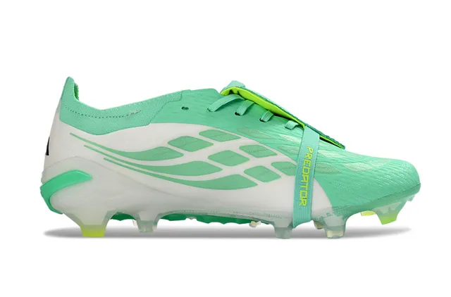 Adidas Predator أخضر أبيض أعلى لاس-كاج قاعدة شفافة أحذية كرة القدم للأرضية الصلبة 14