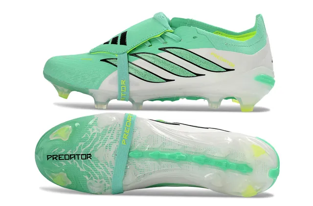 Adidas Predator أخضر أبيض أعلى لاس-كاج قاعدة شفافة أحذية كرة القدم للأرضية الصلبة 15