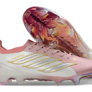 Adidas Predator Rose Blanc Bas-Coupé Lacets Iridescent Semelle Holographique Sol Ferme Chaussures de Football