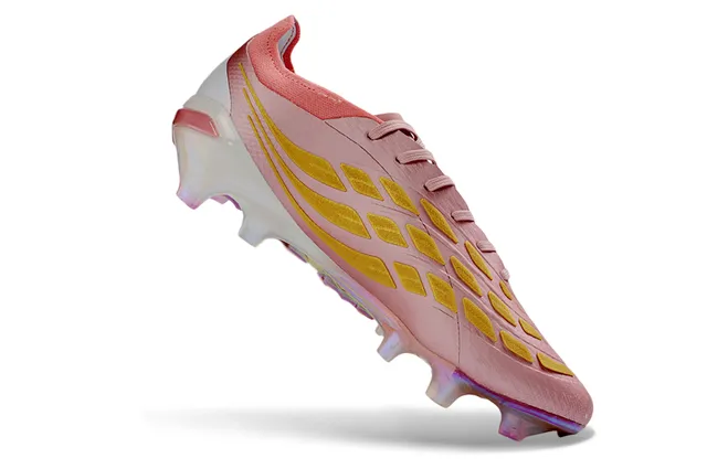 Adidas Predator Rosa Branco Baixo-Corte Cadarço Iridescente Sola Holográfica Sola Firme Tênis de Futebol 2