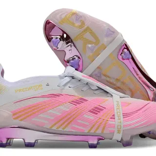 Adidas Predator rose blanc basse coupe semelle translucide Firm-Ground chaussures de football