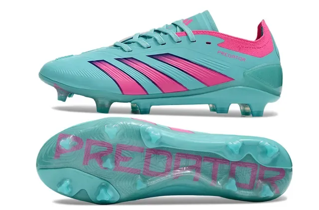 Adidas Predator Turquoise et Rose Chaussures de Football pour Terrain Firme 6