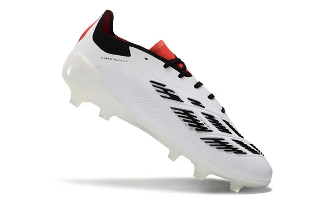 Adidas Predator White Black Low-Cut Lace-Up Three-Stripe Side Panel Firm-Ground Soccer Shoes 2
