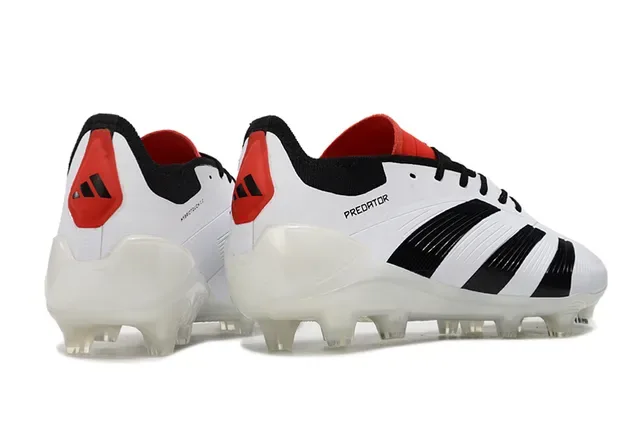 Adidas Predator White Black Low-Cut Lace-Up Three-Stripe Side Panel Firm-Ground Soccer Shoes 5