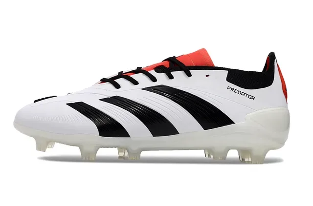 Adidas Predator White Black Low-Cut Lace-Up Three-Stripe Side Panel Firm-Ground Soccer Shoes 7