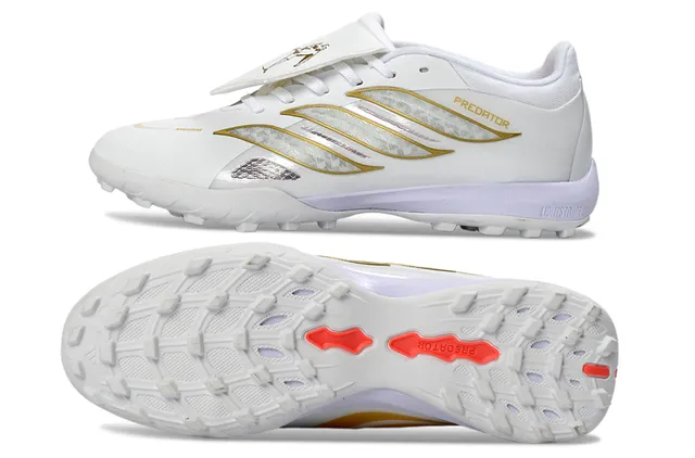Adidas Predator श्वेत स्वर्ण लाल टर्फ फुटबॉल जूते 6