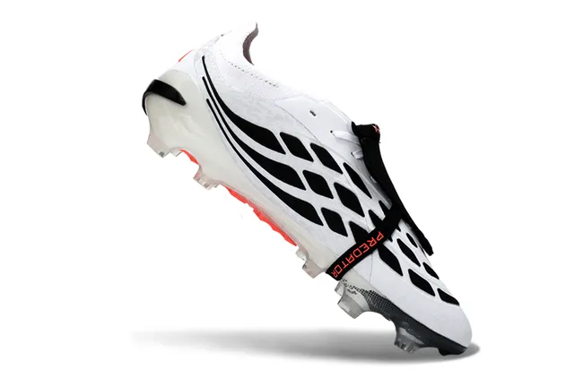 Adidas Predator أبيض وردي بدون أربطة إغلاق الشريط قوس قزح ثلاث خطوط تراكب أرض صلبة أحذية كرة القدم 2