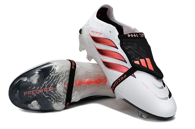 Adidas Predator أبيض وردي بدون أربطة إغلاق الشريط قوس قزح ثلاث خطوط تراكب أرض صلبة أحذية كرة القدم 4