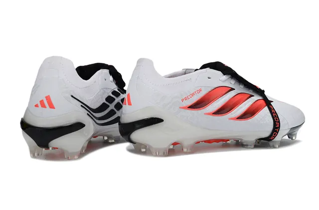 Adidas Predator أبيض وردي بدون أربطة إغلاق الشريط قوس قزح ثلاث خطوط تراكب أرض صلبة أحذية كرة القدم 5