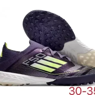 Adidas Sapatos de futebol turf purple green low-cut knit upper neon-accented three stripes