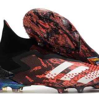 Adidas Red Black High-Cut Sock-Fit Upper Camouflage Print Firm-Ground Soccer Shoes