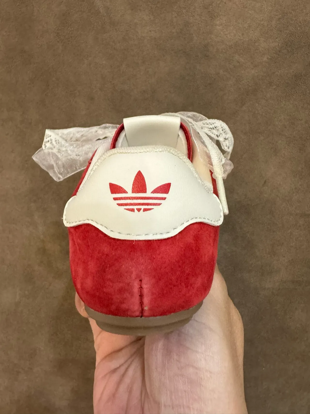Adidas Red White Suede And Mesh Upper Three-Stripe Side Panel Lifestyle Sneakers 15