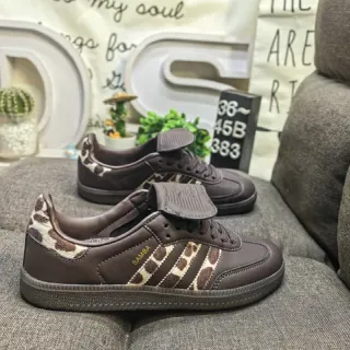 Adidas Samba حذاء رياضي بني بطبعة الفهد نمط حياة