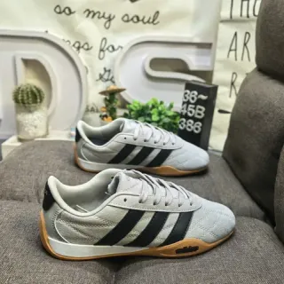 Adidas Samba رمادي أسود علوه مبطنة ثلاث شرائط حذاء رياضي أسلوب حياة