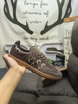 Adidas Samba Leopard-Print Brown Lifestyle Sneakers 5