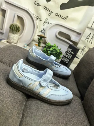 Adidas Samba Light Blue Suede Laceless Lifestyle Sneakers 9