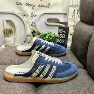 Adidas Samba Navy Perforated Three Stripes Slip-On Casual Shoes