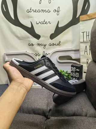 Adidas Samba ওপেন-ব্যাক মিউল কালো সাদা গাম ক্যাজুয়াল শু 5