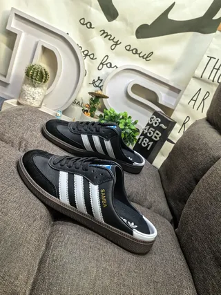 Adidas Samba ওপেন-ব্যাক মিউল কালো সাদা গাম ক্যাজুয়াল শু 7