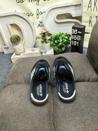 Adidas Samba ওপেন-ব্যাক মিউল কালো সাদা গাম ক্যাজুয়াল শু 8
