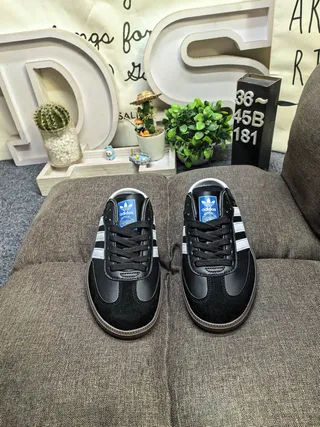 Adidas Samba ওপেন-ব্যাক মিউল কালো সাদা গাম ক্যাজুয়াল শু 10