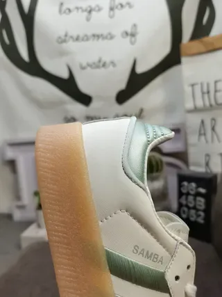 Adidas Samba أبيض وأخضر نعناع أحذية رياضية أسلوب حياة 4