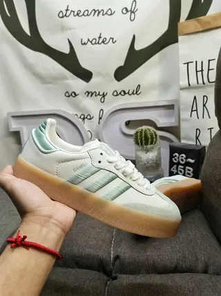 Adidas Samba أبيض وأخضر نعناع أحذية رياضية أسلوب حياة 6