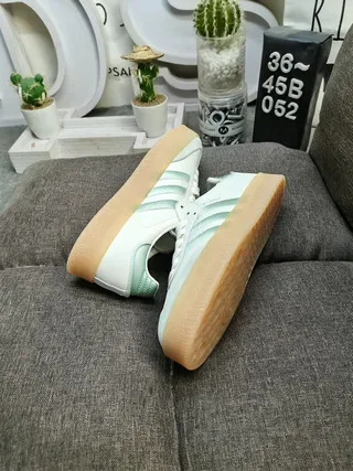 Adidas Samba أبيض وأخضر نعناع أحذية رياضية أسلوب حياة 7