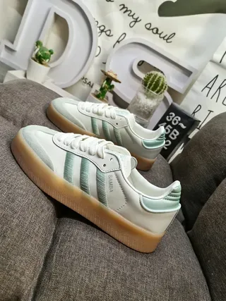 Adidas Samba أبيض وأخضر نعناع أحذية رياضية أسلوب حياة 8