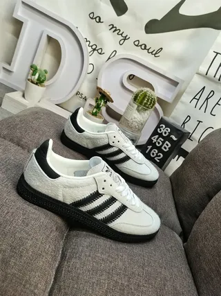 Adidas Samba White and Silver Glitter Lifestyle Sneakers 9