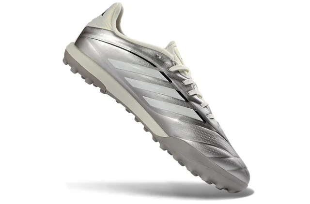 Adidas Silver White Metallic Synthetic Upper Textured Vamp Turf Soccer Shoes 2