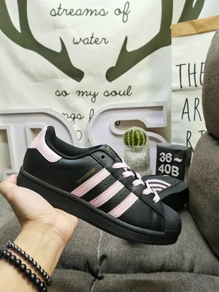 Adidas Superstar Tênis Lifestyle Preto e Rosa 5