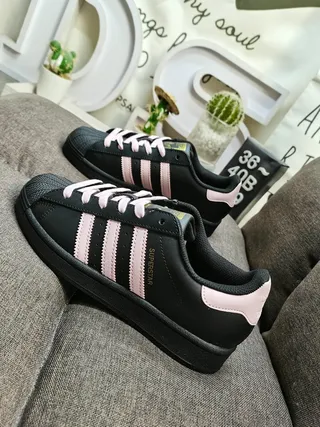 Adidas Superstar Tênis Lifestyle Preto e Rosa 7