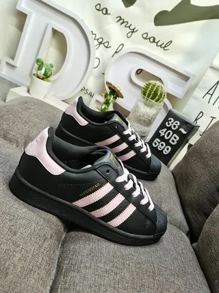 Adidas Superstar Tênis Lifestyle Preto e Rosa 9