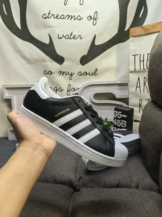 Adidas Superstar أحذية رياضية أسود وبيضاء للستايل الحياتي 5