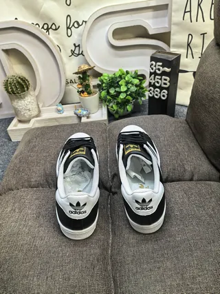 Adidas Superstar أحذية رياضية أسود وبيضاء للستايل الحياتي 8