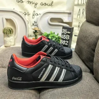 Adidas Superstar أسود أحمر Shell-Toe ثلاث شرائط لوحة جانبية حذاء أسلوب حياة