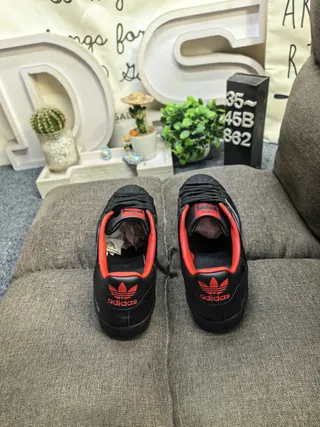 Adidas Superstar Black Red Shell-Toe Three-Stripe Side Panel Lifestyle Sneakers 8