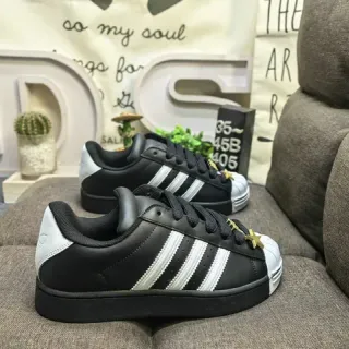 Adidas Superstar أسود أبيض Shell-Toe ثلاث شرائط جانب حذاء أسلوب حياة