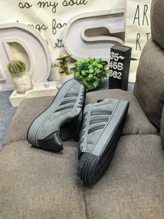 Adidas Superstar Dark Gray and Black Lifestyle Sneakers 6