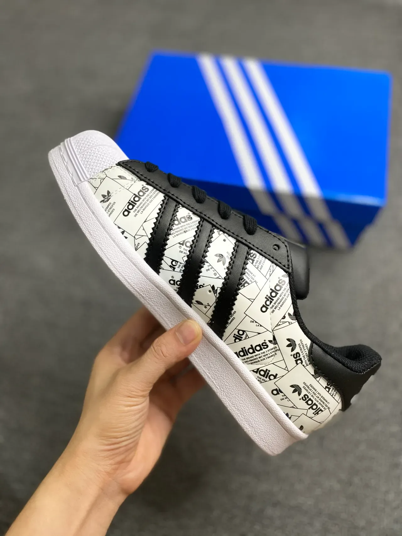 Adidas Superstar Graphic-Print White and Black Lifestyle Sneakers 3