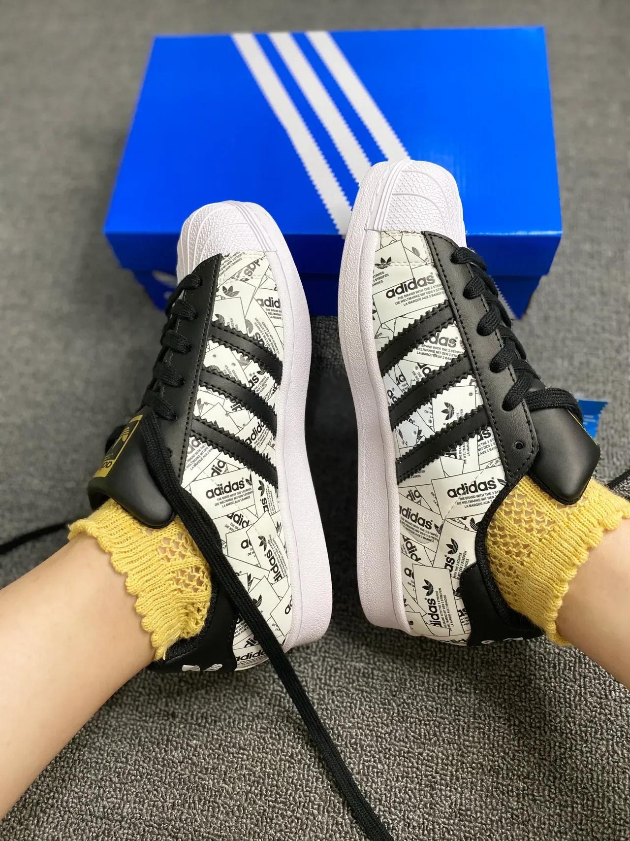 Adidas Superstar Graphic-Print White and Black Lifestyle Sneakers 9