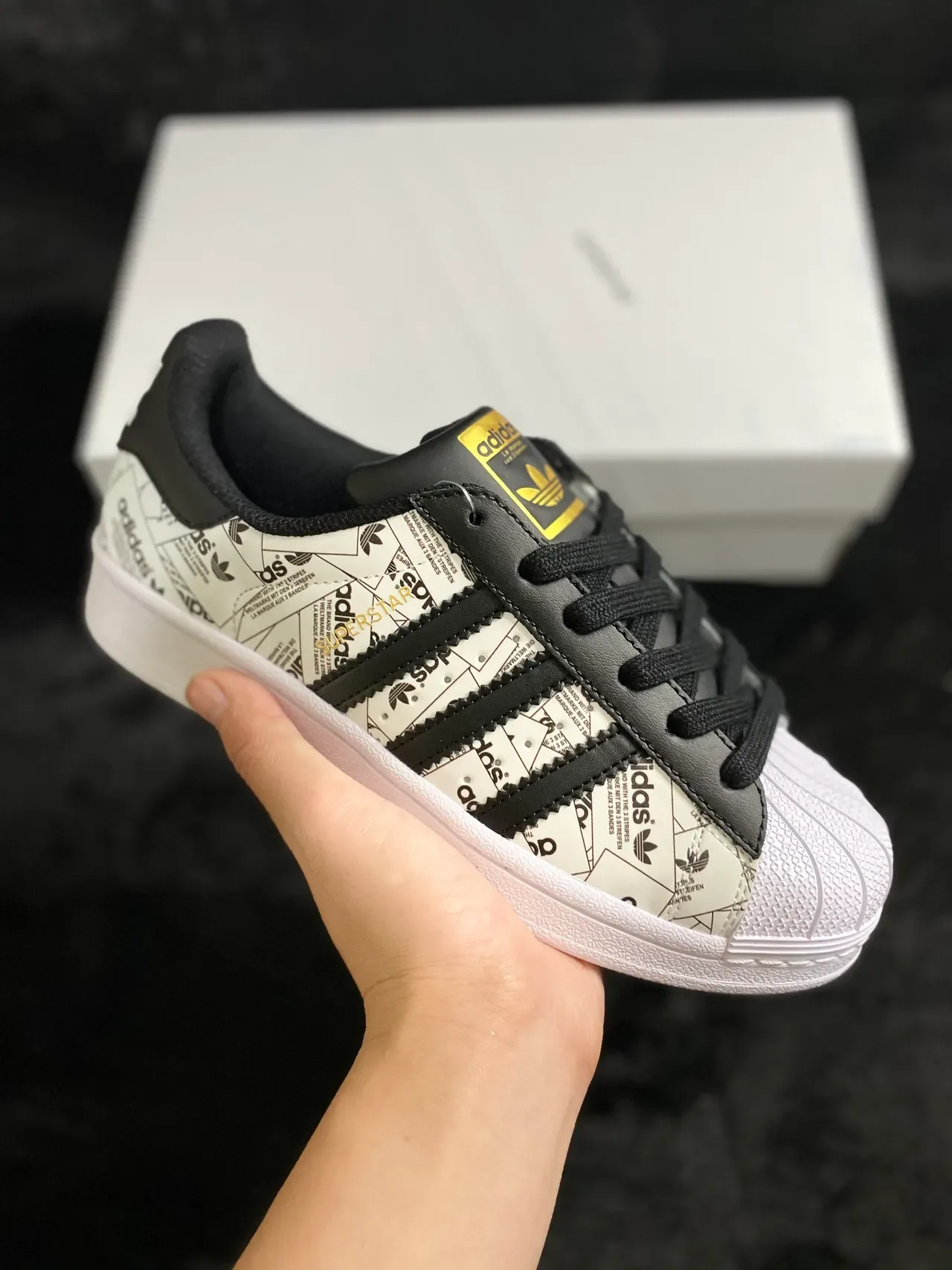 Adidas Superstar Graphic-Print White and Black Lifestyle Sneakers 10