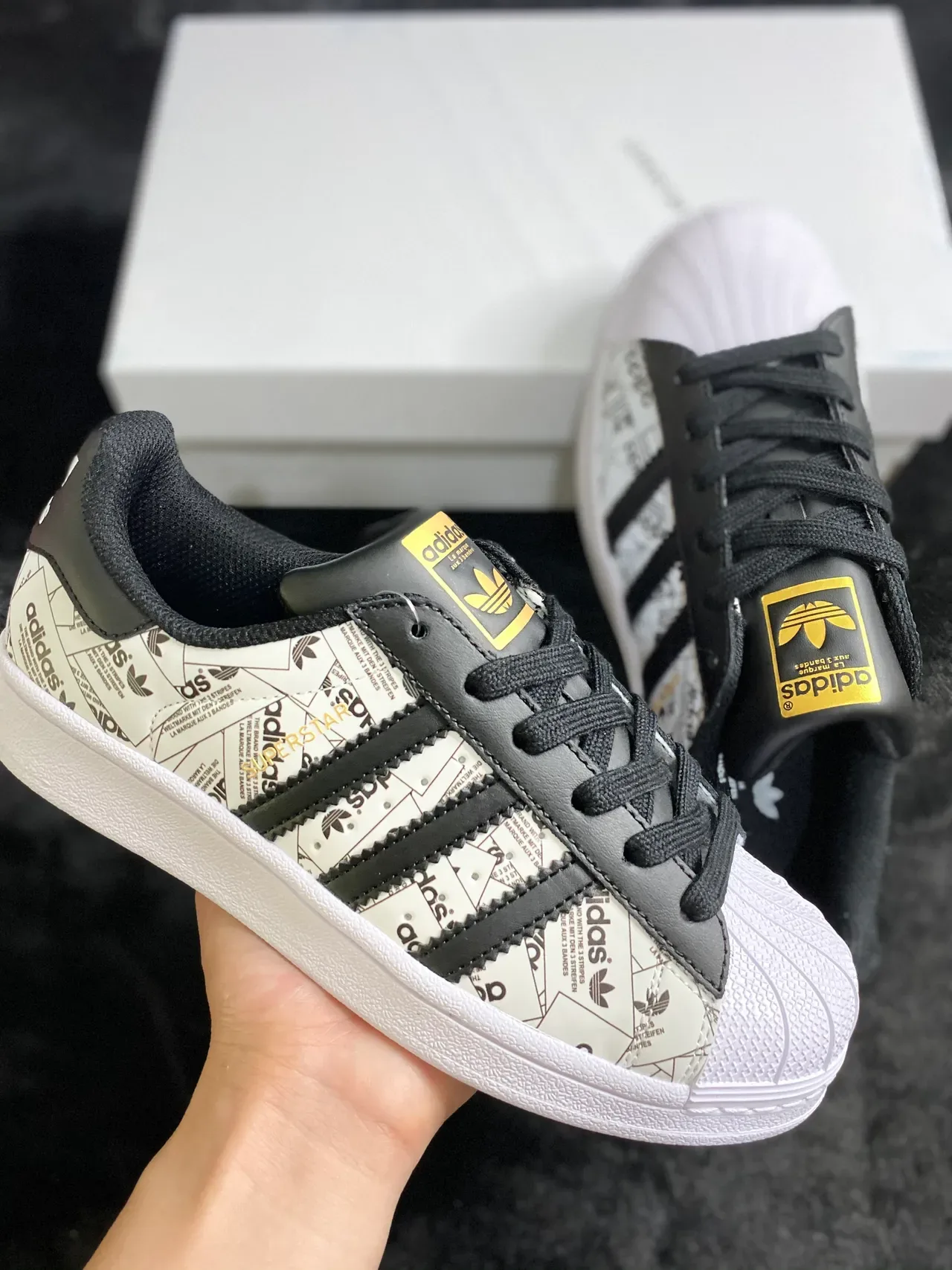 Adidas Superstar Graphic-Print White and Black Lifestyle Sneakers 11